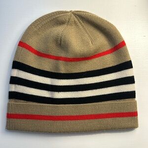Burberry Beige Icon Stripe Beanie